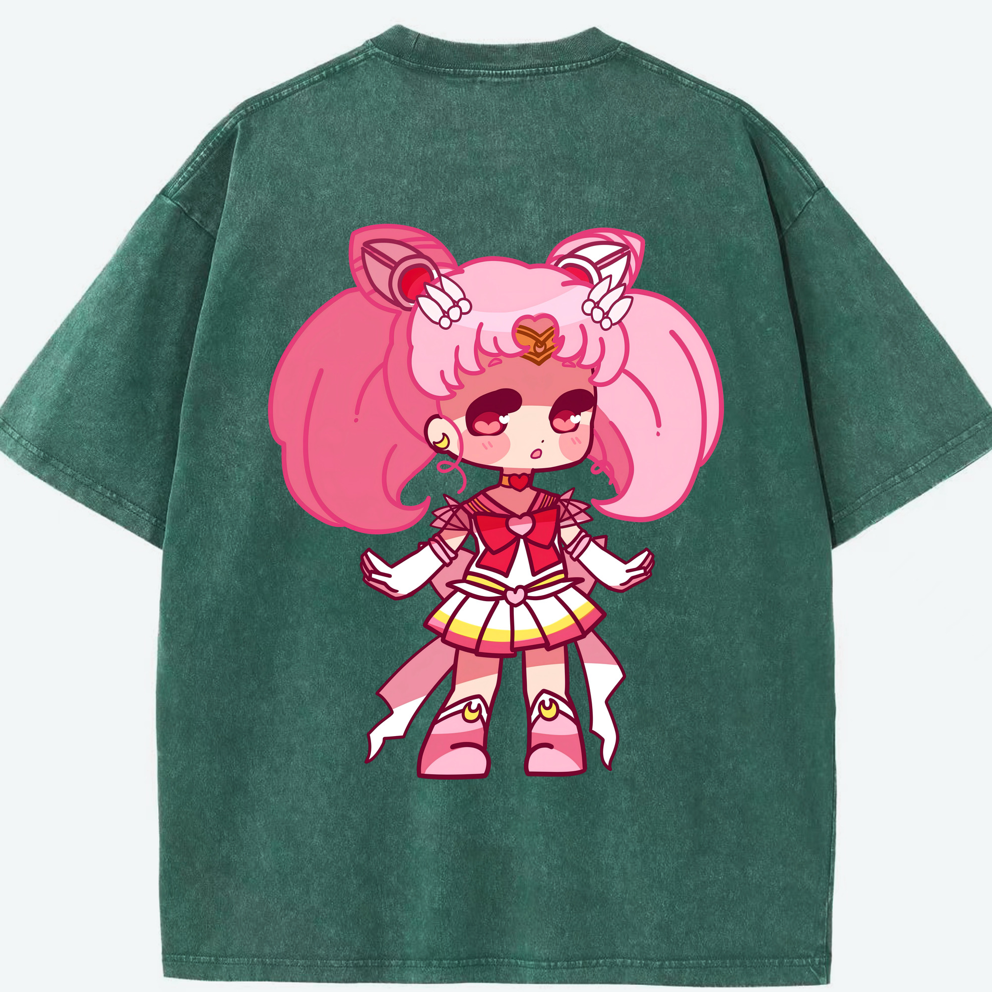 （画像用） 美少女戦士セーラームーン ちびうさ Sailor Moon Chibiusa Tsukino Usagi Small Lady Serenity 綿100% ヴィンテージ風 半袖Tシャツ（背面プリント）